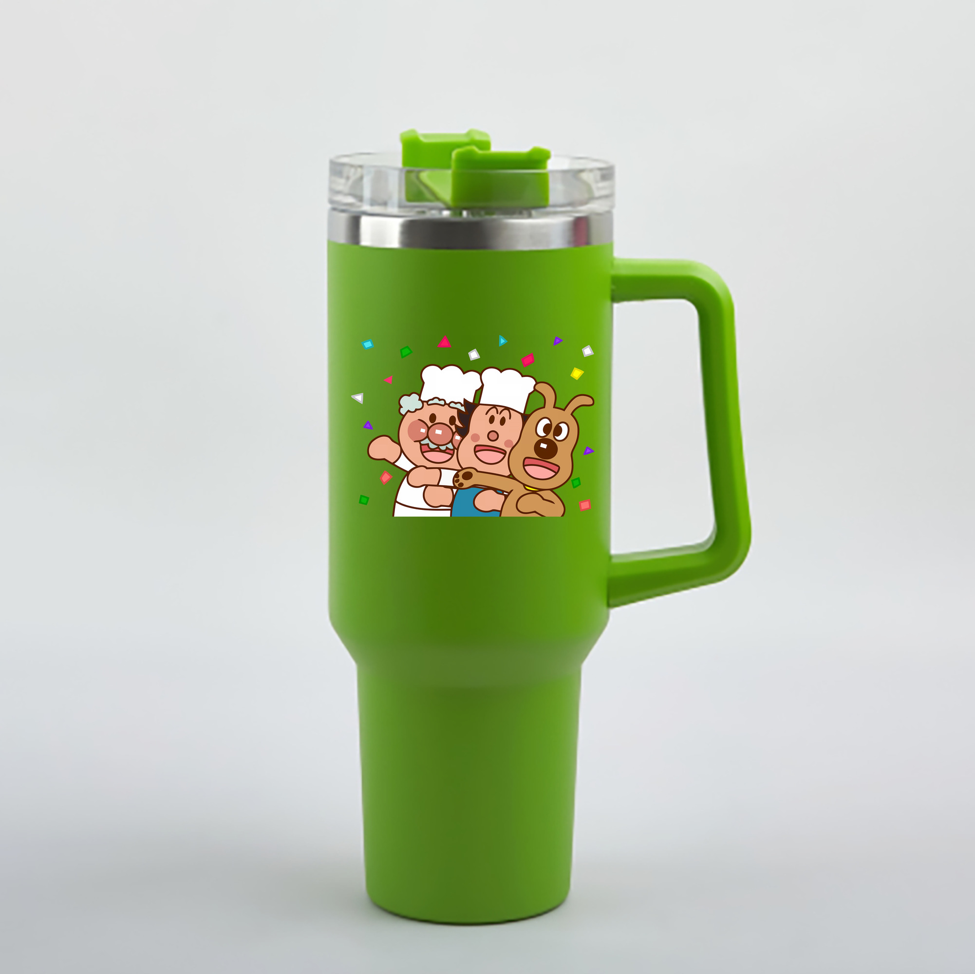 （画像用） アンパンマン Anpanman 1200mL車用タンブラー - クリスタルステッカー（プラスチックストロー付き）